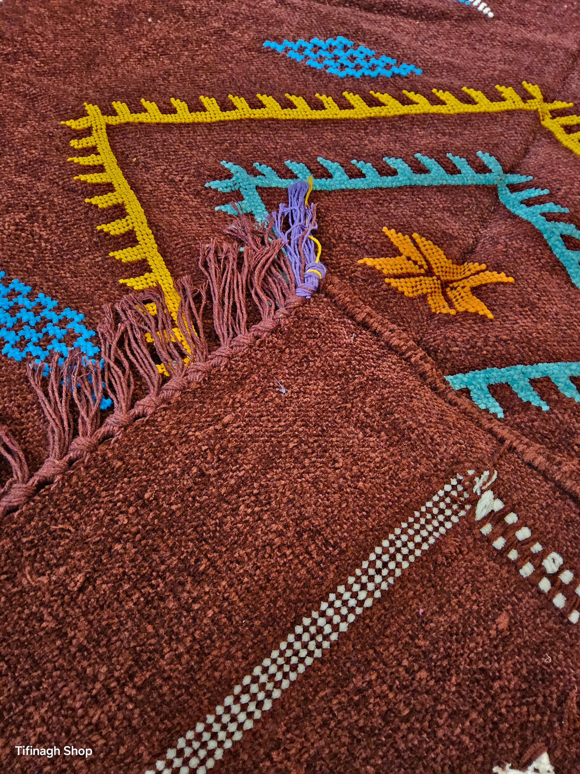 Tapis berbère Kilim de Taznakht velours 1.48 x 0.95m Tifinagh Shop