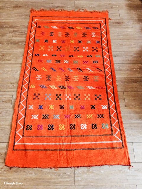 Berber rug - Taznakht kilim velvet 1.98m x 1.10m