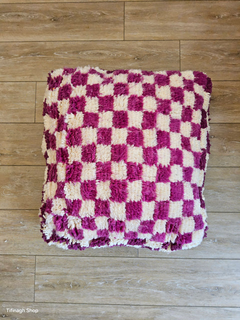 Pouf Beni Ouarain Damier Fushia