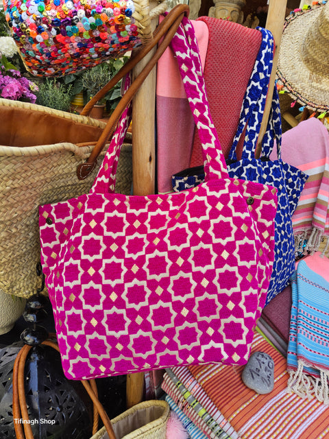 Sacs Zellije Velours Colorés ou Cabas Marrakech