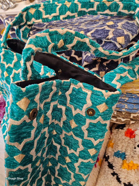 Sacs Zellije Velours Colorés ou Cabas Marrakech