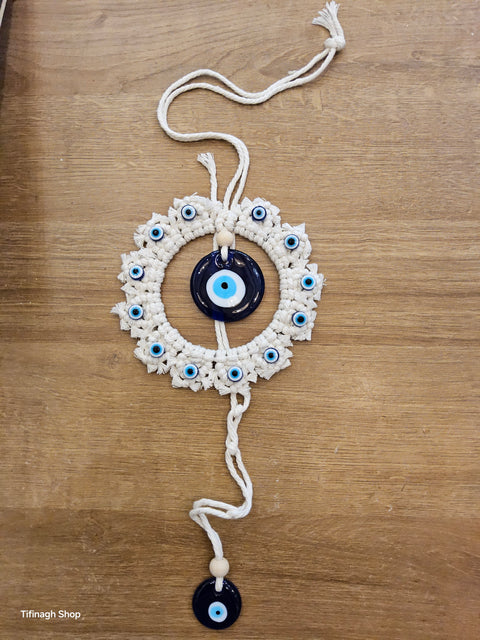Œil turc nazar 🧿  Déco Murale Soleil Macramé ø15cm