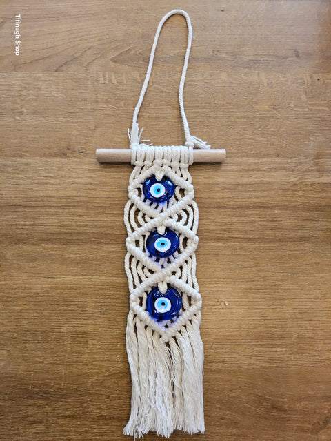 Œil turc nazar 🧿  Déco Murale Macramé 25cm