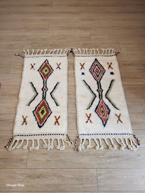 2 Tapis berbères colorés Azilal 1.10m x 0.57m