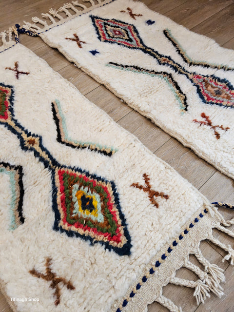 2 Tapis berbères colorés Azilal 1.10m x 0.57m