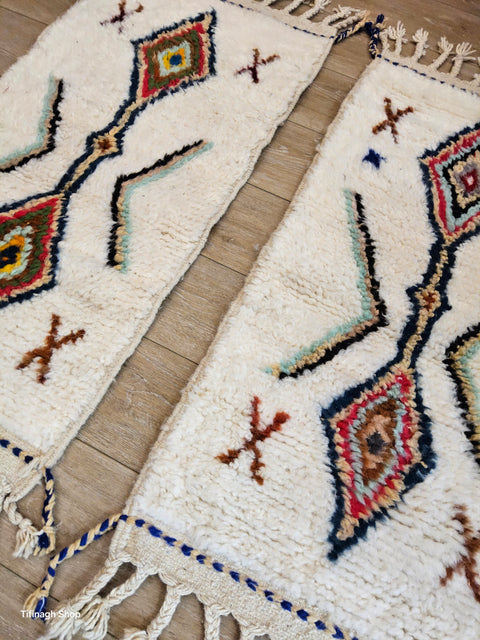 2 Tapis berbères colorés Azilal 1.10m x 0.57m
