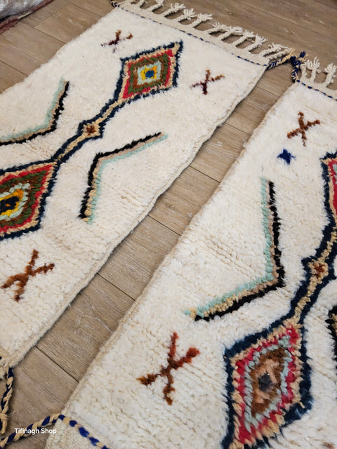 2 Tapis berbères colorés Azilal 1.10m x 0.57m