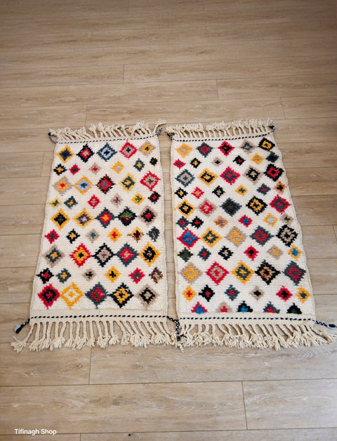 2 Tapis berbères colorés Azilal 1.09m x 0.65m