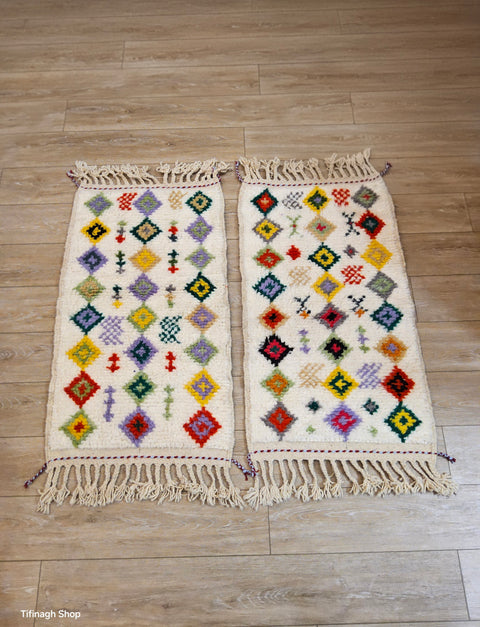 2 Tapis berbères colorés Azilal 1.08m x 0.61m