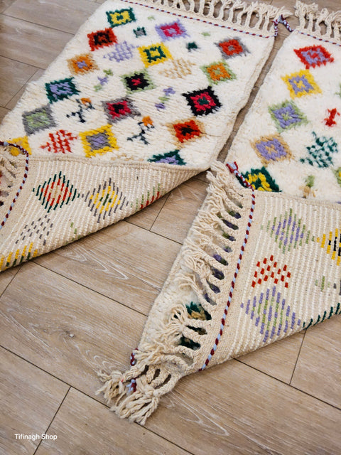 2 Tapis berbères colorés Azilal 1.08m x 0.61m