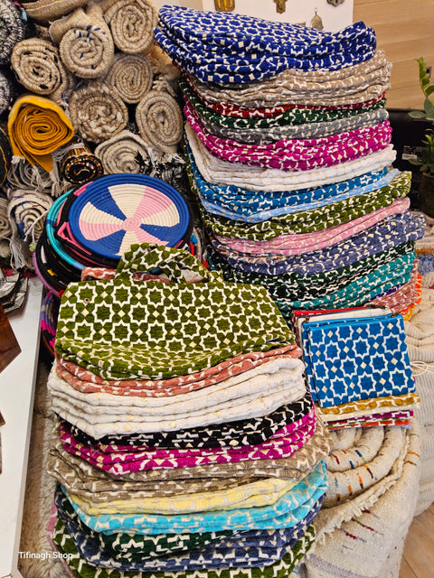 Sacs Zellije Velours Colorés ou Cabas Marrakech