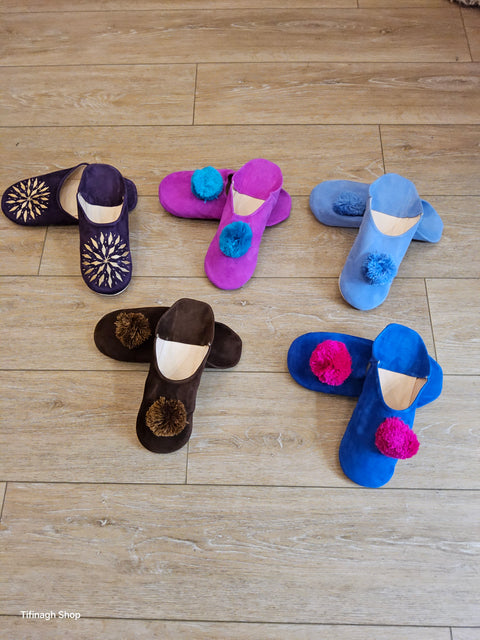 Babouche en Daim et Cuir Naturel artisanal