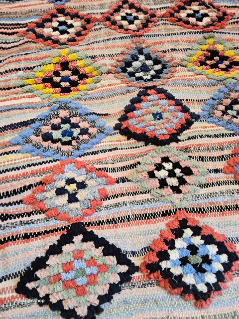 Tapis berbère - Boucherouite Nouveau 1.14m x 0.75m Design Azilal