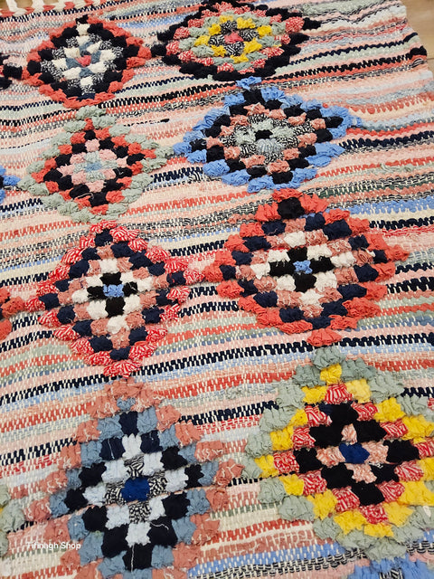 Tapis berbère - Boucherouite Nouveau 1.14m x 0.75m Design Azilal