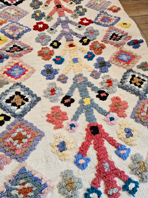 Tapis berbère - Boucherouite Nouveau 1.20m x 0.66m Design Azilal