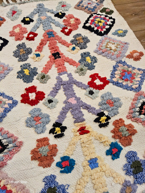 Tapis berbère - Boucherouite Nouveau 1.20m x 0.66m Design Azilal