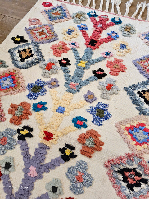 Tapis berbère - Boucherouite Nouveau 1.20m x 0.66m Design Azilal