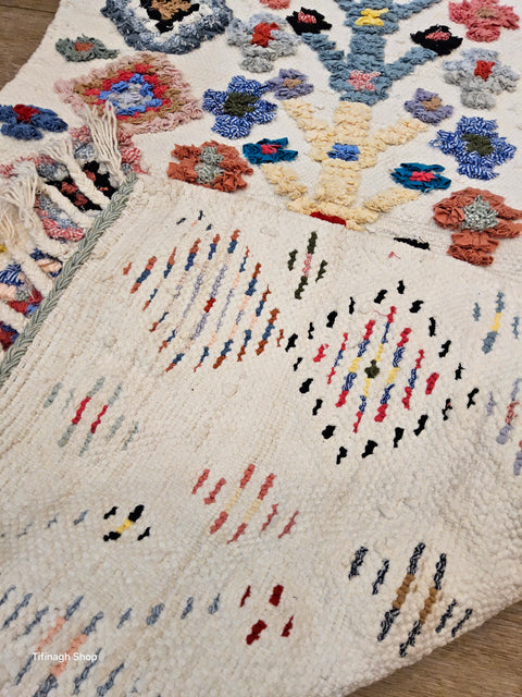 Tapis berbère - Boucherouite Nouveau 1.20m x 0.66m Design Azilal