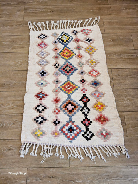 Tapis berbère - Boucherouite Nouveau 1.04m x 0.64m Design Azilal