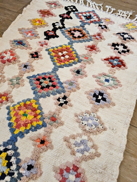 Tapis berbère - Boucherouite Nouveau 1.04m x 0.64m Design Azilal