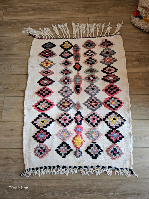 Tapis berbère - Boucherouite Nouveau 1.01m x 0.74m Design Azilal