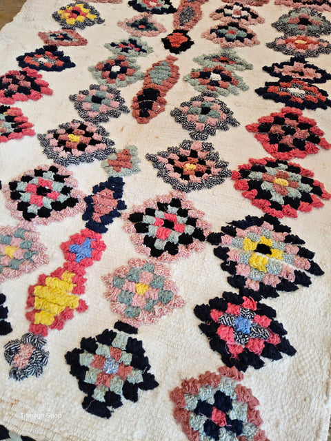 Tapis berbère - Boucherouite Nouveau 1.01m x 0.74m Design Azilal