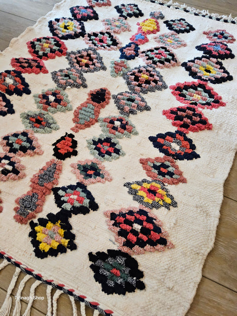 Tapis berbère - Boucherouite Nouveau 1.01m x 0.74m Design Azilal