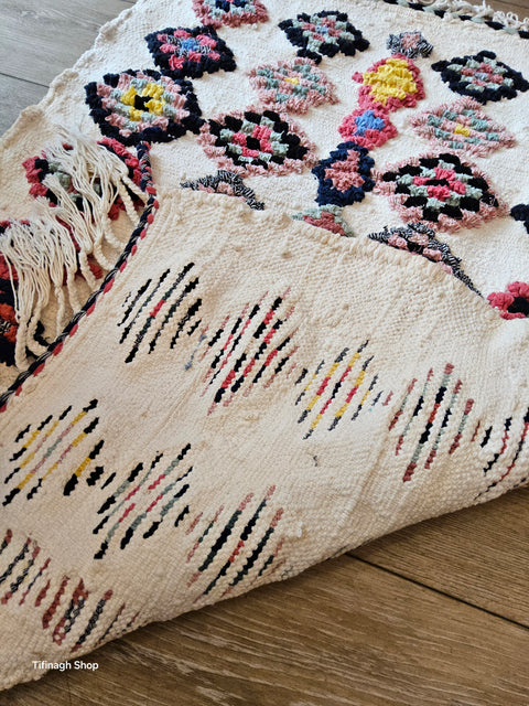 Tapis berbère - Boucherouite Nouveau 1.01m x 0.74m Design Azilal