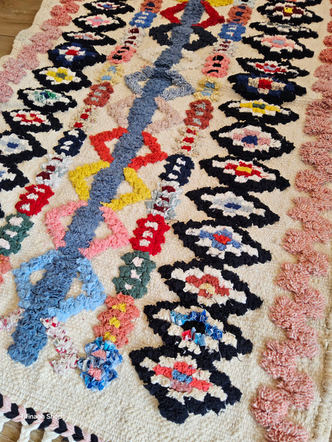 Tapis berbère - Boucherouite Nouveau 1.02m x 0.65m Design Azilal