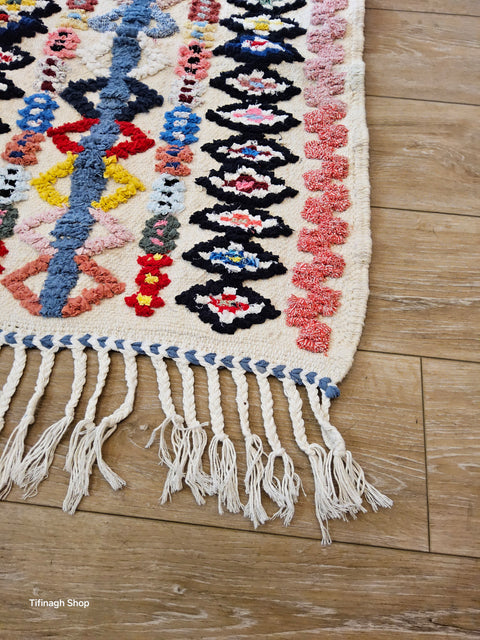 Tapis berbère - Boucherouite Nouveau 1.02m x 0.65m Design Azilal