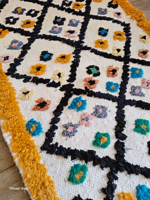 Tapis berbère - Boucherouite Nouveau 1.04m x 0.57m Design Azilal