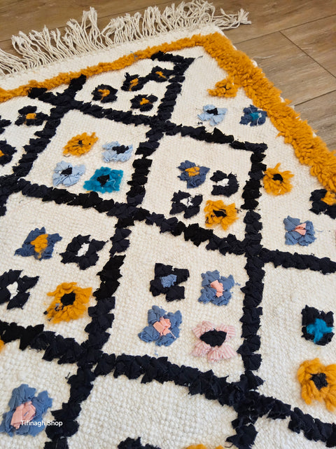 Tapis berbère - Boucherouite Nouveau 1.04m x 0.57m Design Azilal