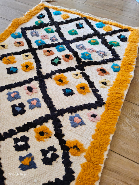 Tapis berbère - Boucherouite Nouveau 1.04m x 0.57m Design Azilal