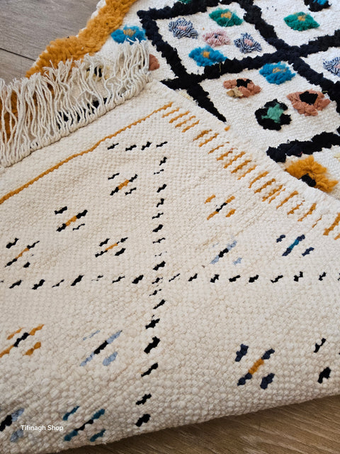 Tapis berbère - Boucherouite Nouveau 1.04m x 0.57m Design Azilal