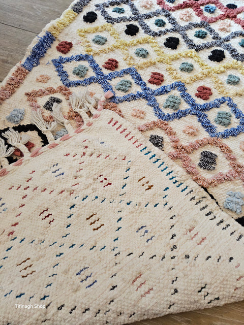 Tapis berbère - Boucherouite Nouveau 1.23m x 0.66m Design Azilal