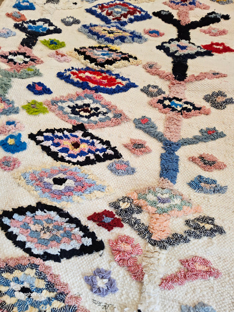 Tapis berbère - Boucherouite Nouveau 1.18m x 0.67m Design Azilal
