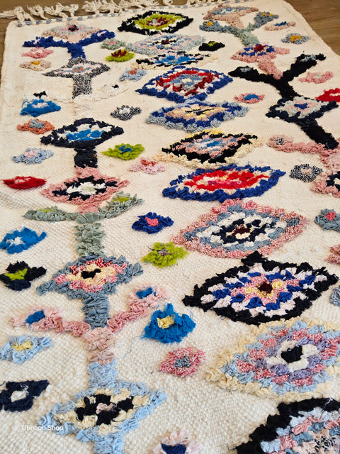 Tapis berbère - Boucherouite Nouveau 1.18m x 0.67m Design Azilal