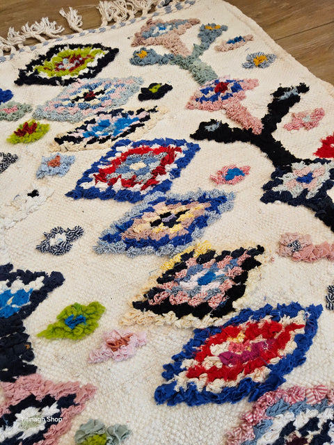 Tapis berbère - Boucherouite Nouveau 1.18m x 0.67m Design Azilal