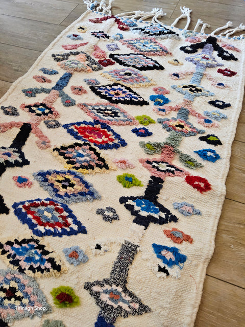 Tapis berbère - Boucherouite Nouveau 1.18m x 0.67m Design Azilal