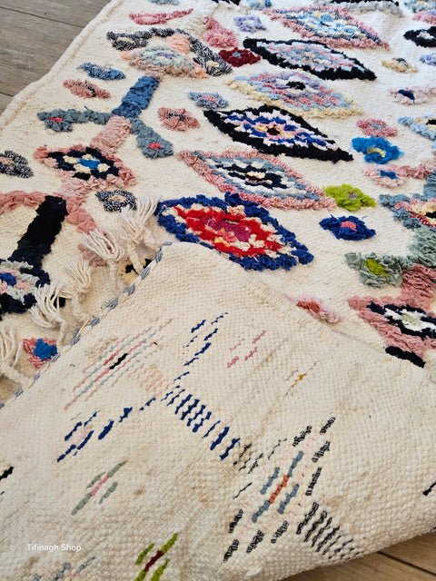 Tapis berbère - Boucherouite Nouveau 1.18m x 0.67m Design Azilal