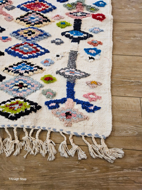 Tapis berbère - Boucherouite Nouveau 1.18m x 0.67m Design Azilal