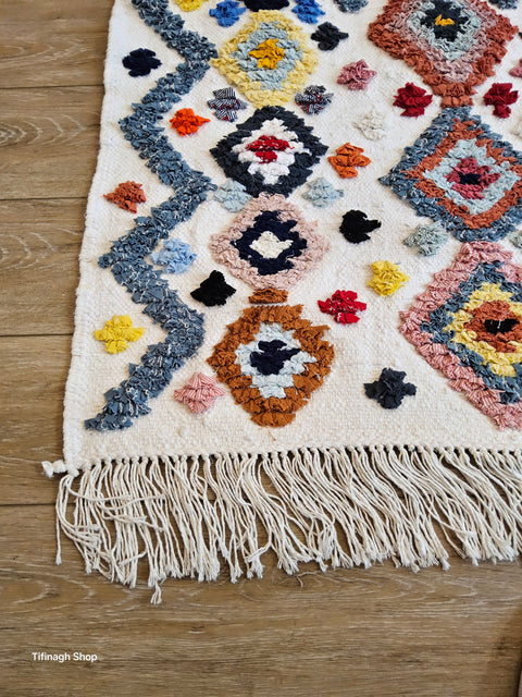 Tapis berbère - Boucherouite Nouveau 1.48m x 0.88m Design Azilal