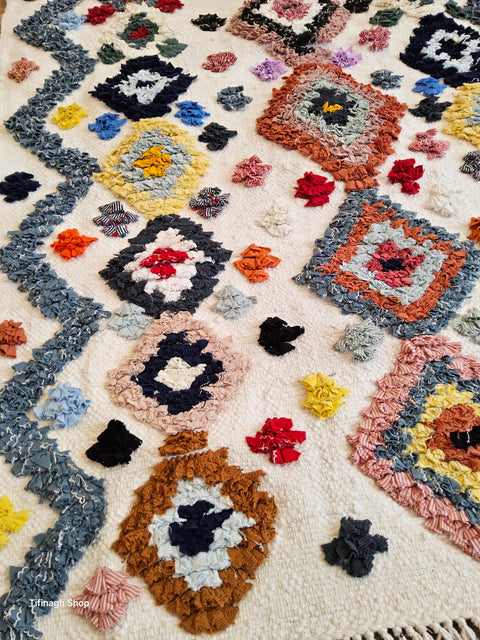 Tapis berbère - Boucherouite Nouveau 1.48m x 0.88m Design Azilal