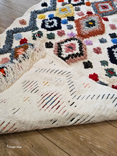 Tapis berbère - Boucherouite Nouveau 1.48m x 0.88m Design Azilal
