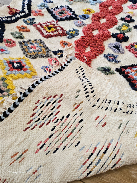 Tapis berbère - Boucherouite Nouveau 1.51m x 0.95m Design Azilal