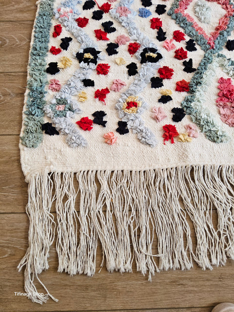 Tapis berbère - Boucherouite Nouveau 1.47m x 0.92m Design Azilal