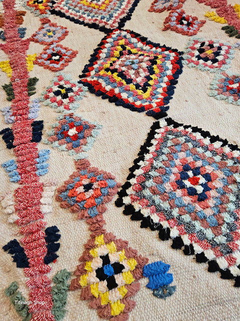 Tapis berbère - Boucherouite Nouveau 1.45m x 0.95m Design Azilal