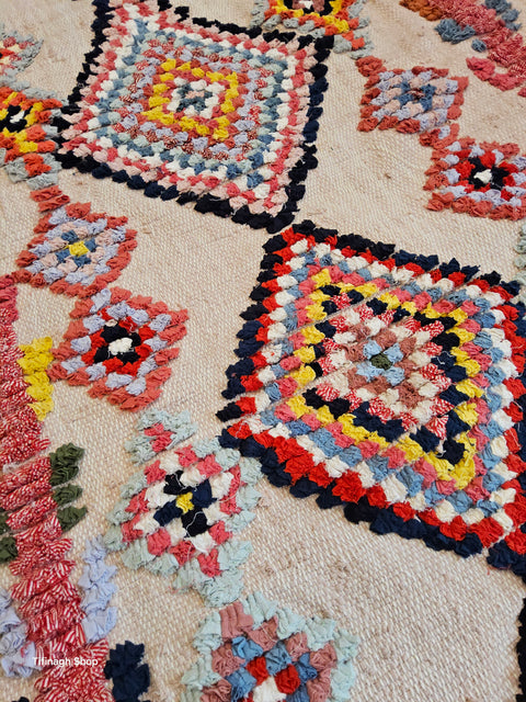 Tapis berbère - Boucherouite Nouveau 1.45m x 0.95m Design Azilal