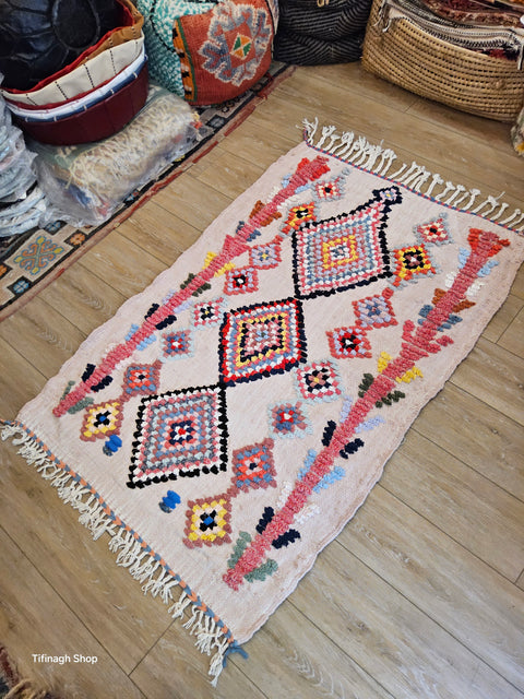 Tapis berbère - Boucherouite Nouveau 1.45m x 0.95m Design Azilal