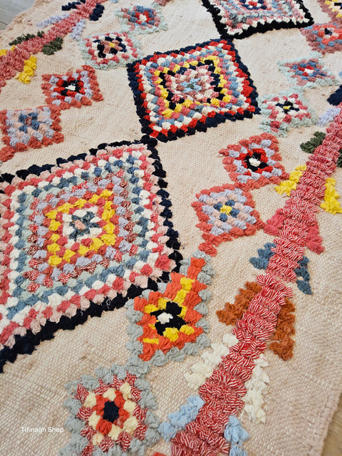 Tapis berbère - Boucherouite Nouveau 1.45m x 0.95m Design Azilal